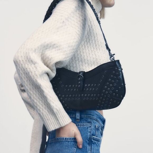 ZARA STUDDED SHOULDER BAG - Picture 2 of 7